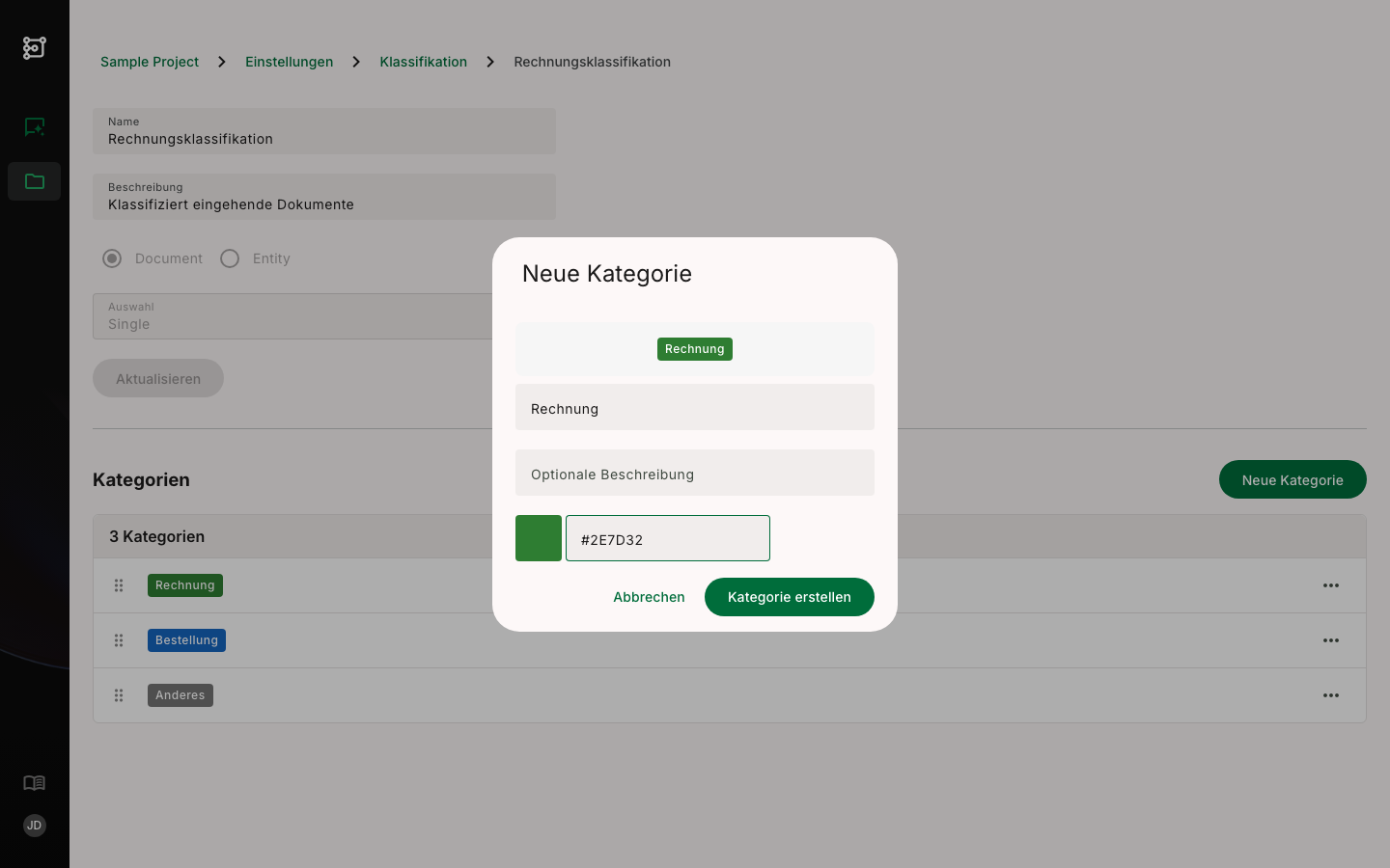Kategorie erstellen