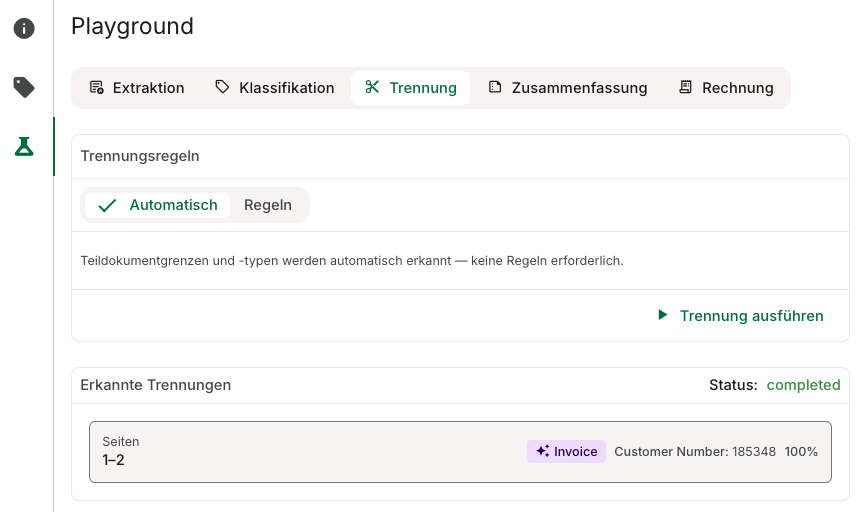 Playground — Trennung Automatisch