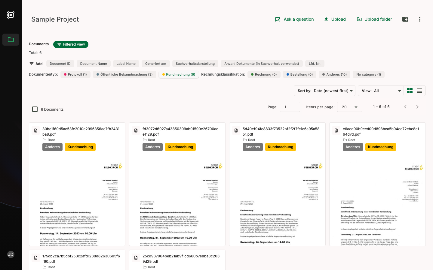 Kategorien-Filter mit aktiver Auswahl