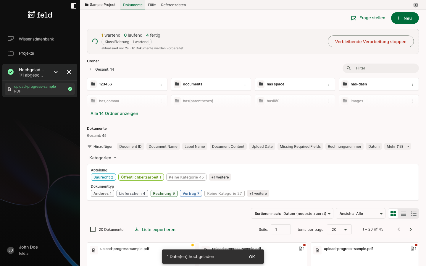 Upload-Fortschritt